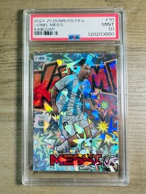 Lionel Messi Gem Mint 10 2024/25 Panini Kaboom #10 Novelty Card. Holo. Argentina